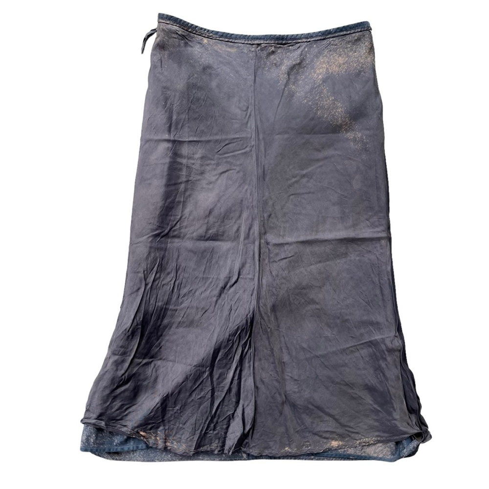 Banana Republic Women’s Size 12 Blue, Tan, Acid Wash Denim Look Lined Midi Skirt - Picture 3 of 15